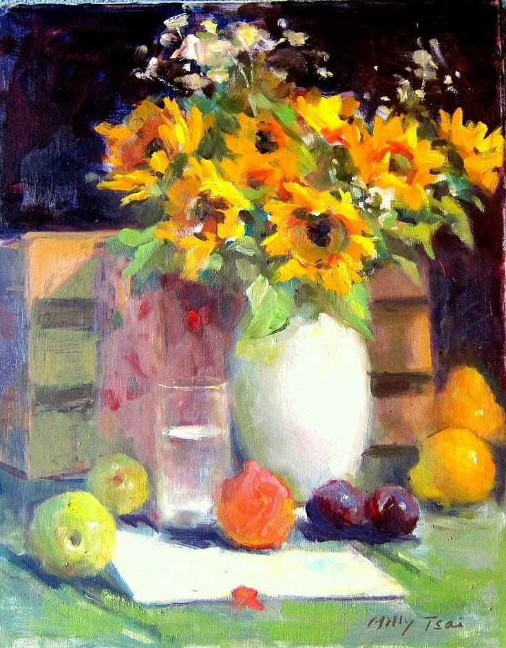 Sunflowers and Fruit by Milly Tsai