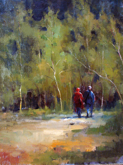 A Couple (Skagway), Oil on Canvas fine art painting by Milly Tsai