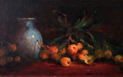 Blue Vase, Oil on Canvas fine art painting by Milly Tsai
