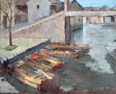 Memories of My Hometown, Oil fine art painting by Milly Tsai