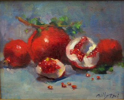 Pomegranate Harvest, Oil fine art painting by Milly Tsai