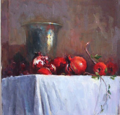 Pomegranates, Oil fine art painting by Milly Tsai