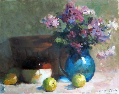 Spring Bouquet & Fruit, Oil fine art painting by Milly Tsai