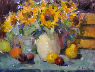 Sun Flowers, Oil Painters of America 2016 Juried Salon Show of Traditional Oil fine art painting by Milly Tsai