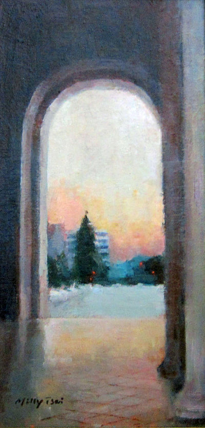 Sunset @ City of Pasadena, Oil fine art painting by Milly Tsai